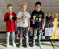 Die Top drei in der Altersklasse U8 (von links): Theodor Franke (3.),  Turniersieger Noah Gerhardt, Konstantin Hampf (2.)